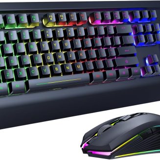 Gaming Keyboard and Mouse Combo Wireless, Wrist Rest, Backlit, 3200DPI Mice
