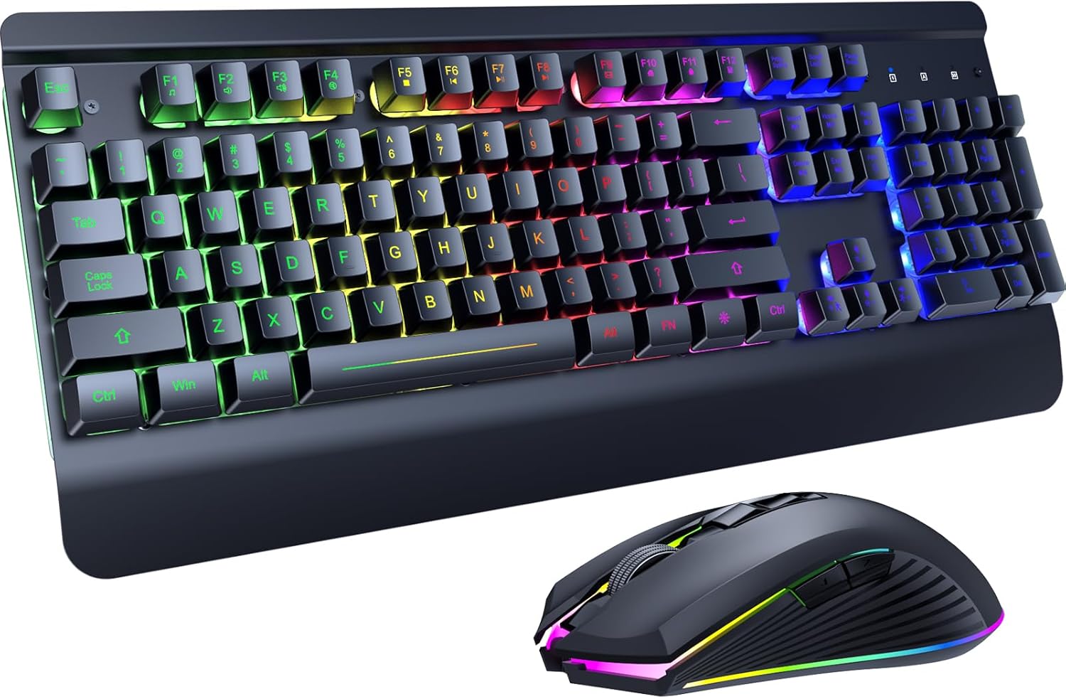 Gaming Keyboard and Mouse Combo Wireless, Wrist Rest, Backlit, 3200DPI Mice