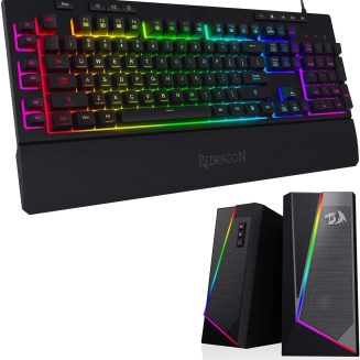 Redragon K512 Shiva RGB Backlit Membrane Gaming Keyboard GS520 RGB Desktop Speakers