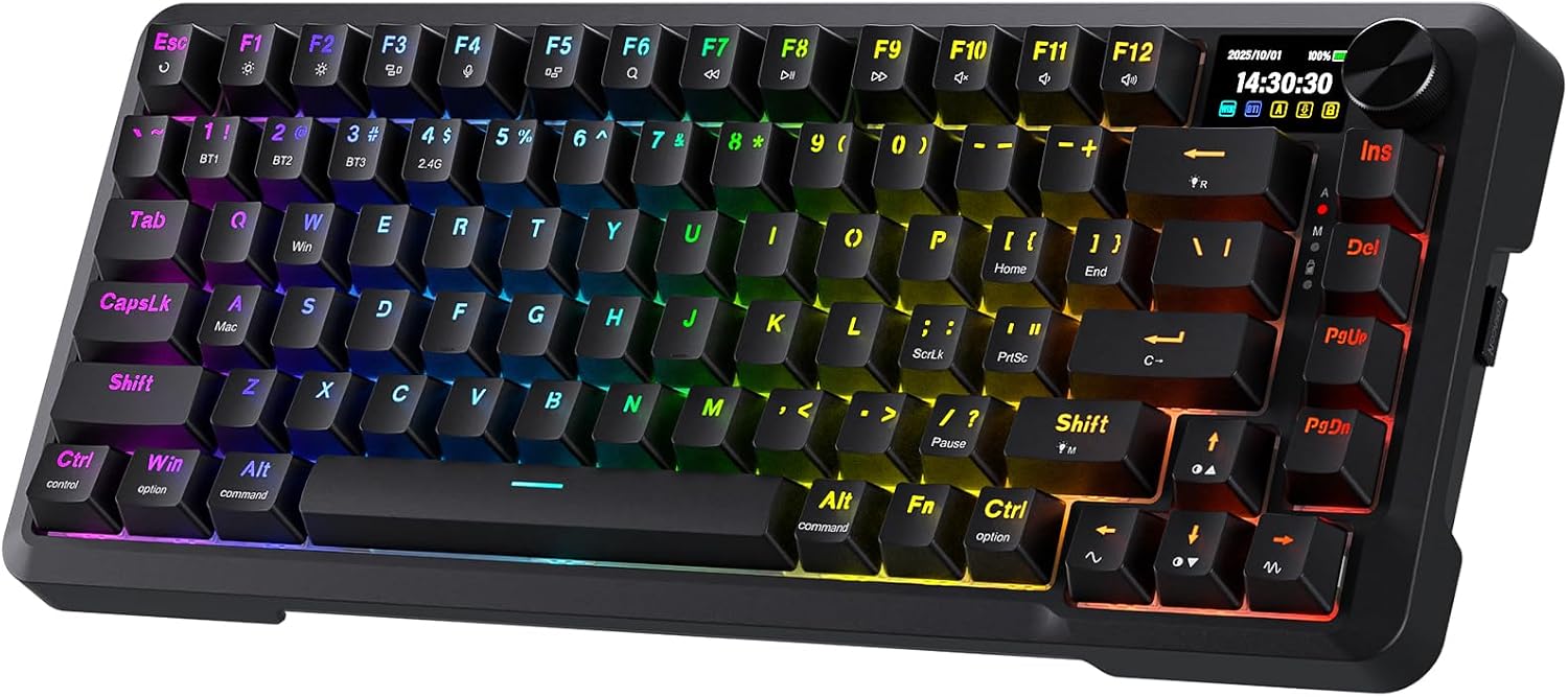 Redragon K724 PRO Wireless 81-Key Gasket Gaming Keyboard with Screen & Knob