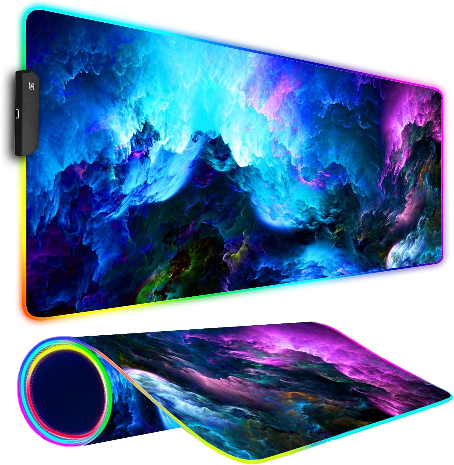 RGB Gaming Mouse Pad, Large Mousepad with Led Light, Keyboard Pad Gaming Accessories for Desk, Non-Slip Rubber Base Big Mouse Mat for Gamer, 31.5 X 11.8 Inch, Dazzling Galaxy RGB Gaming Mouse Pad, Large Mousepad with Led Light, Keyboard Pad Gaming Accessories for Desk, Non-Slip Rubber Base Big Mouse Mat for Gamer, 31.5 X 11.8 Inch, Dazzling Galaxy