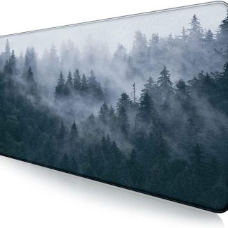 Gray Forest Mouse Pad with Seam Edge Design, Non Slip Rubber Keyboard Pad