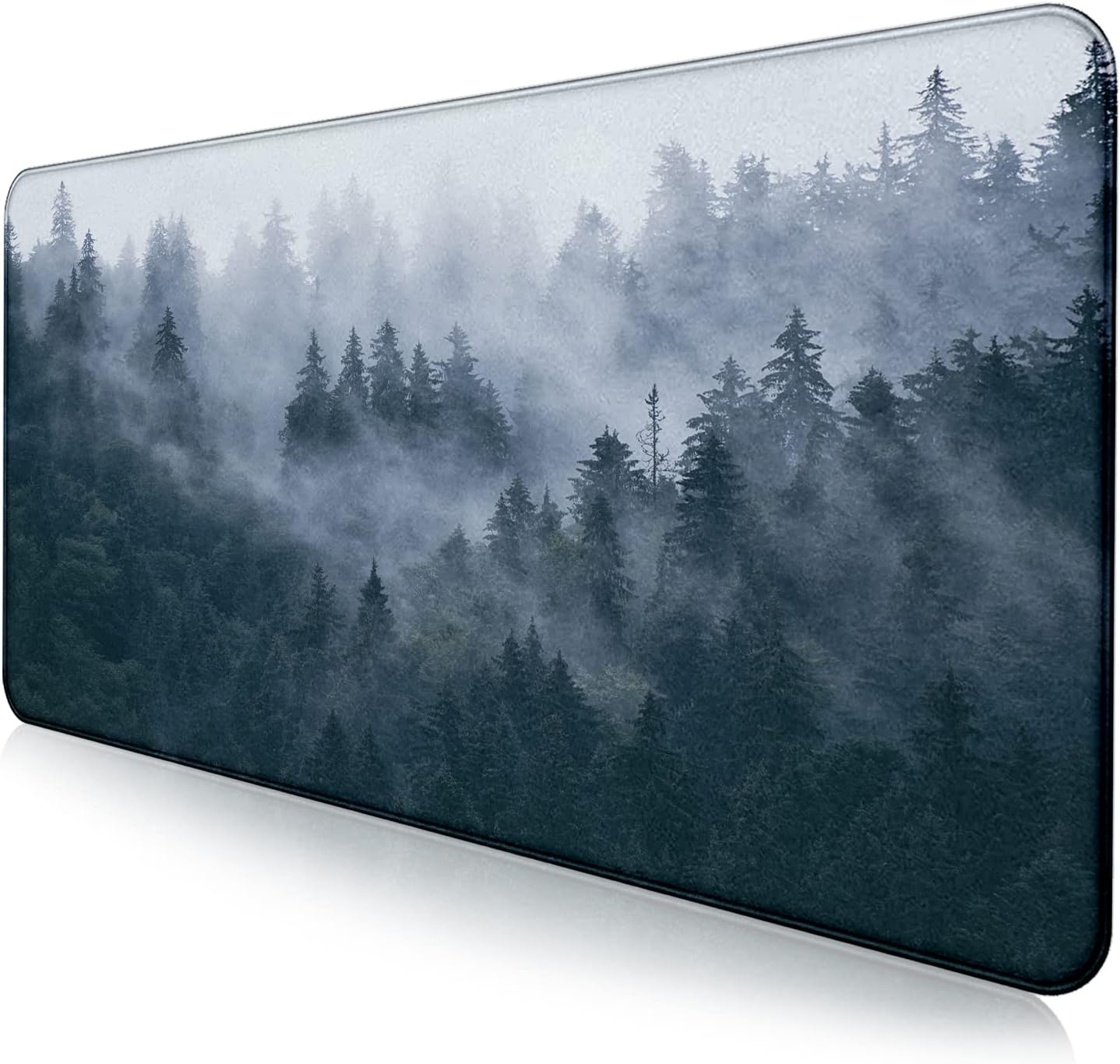 Gray Forest Mouse Pad with Seam Edge Design, Non Slip Rubber Keyboard Pad