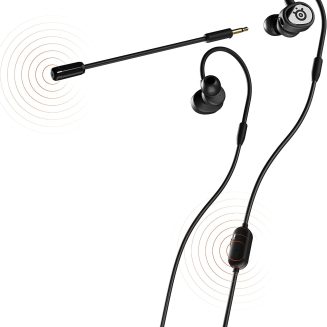 SteelSeries Tusq in-Ear Mobile Gaming Headset – Dual Microphone with Detachable Boom Mic – Ergonomic Suspension Design Earphones – for Mobile,Black