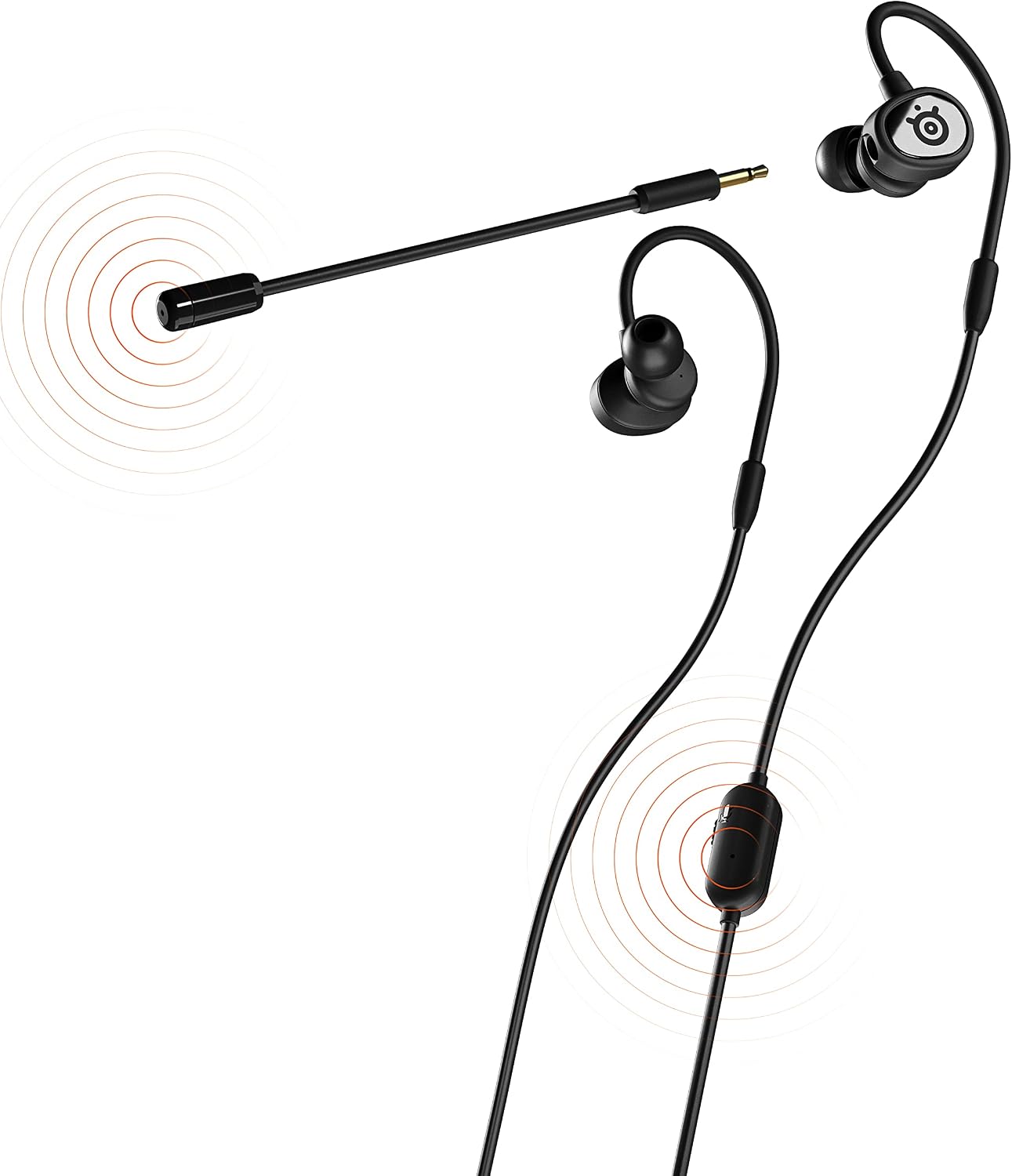 SteelSeries Tusq in-Ear Mobile Gaming Headset – Dual Microphone with Detachable Boom Mic – Ergonomic Suspension Design Earphones – for Mobile,Black