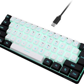 Snpurdiri 60% Wired Gaming Keyboard, 61 Keys RGB (Black-White)