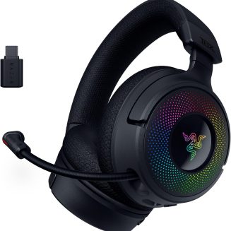 Razer Kraken V4 Wireless Gaming Headset: 2.4GHz, Bluetooth, USB – Super Wideband Mic – 40 mm Drivers – 9 Zone RGB Lighting – for PC, Mac, PS5, Nintendo Switch, Steam Deck, Smartphone – Black (Renewed)