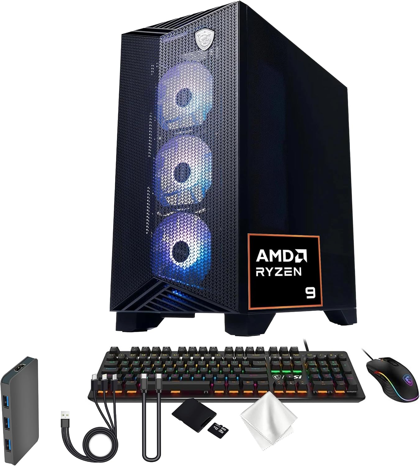 msi Aegis ZS2 Gaming Desktop, AMD Ryzen 9 9900X, NVIDIA GeForce RTX 5080 16GB GDDR7, 64GB DDR5, 3TB Storage (2TB SSD&1TB Docking Station), Liquid Cooling, Wi-Fi 7, Keyboard & Mouse, Win 11 Pro, Black msi Aegis ZS2 Gaming Desktop, AMD Ryzen 9 9900X, NVIDIA GeForce RTX 5080 16GB GDDR7, 64GB DDR5, 3TB Storage (2TB SSD&1TB Docking Station), Liquid Cooling, Wi-Fi 7, Keyboard & Mouse, Win 11 Pro, Black
