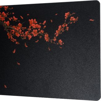 XVX Glass Gaming Mousepad, Black Plum Blossoms Hard Mouse Pads for Gaming, Professional Large Mouse Mat 16.2″ x 12.2″, Special Glass Surface with Improved Precision and Speed