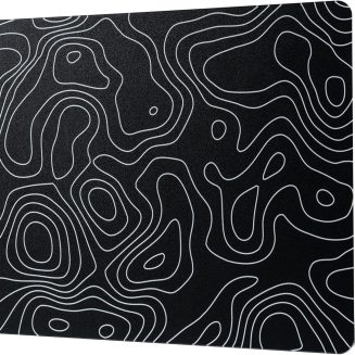 XVX Glass Mouse Pad for Gaming, Black Topographic Hard Gaming Mousepad, Professional Large Mouse Mat 16.2″ x 12.2″, Special Glass Surface with Improved Precision and Speed