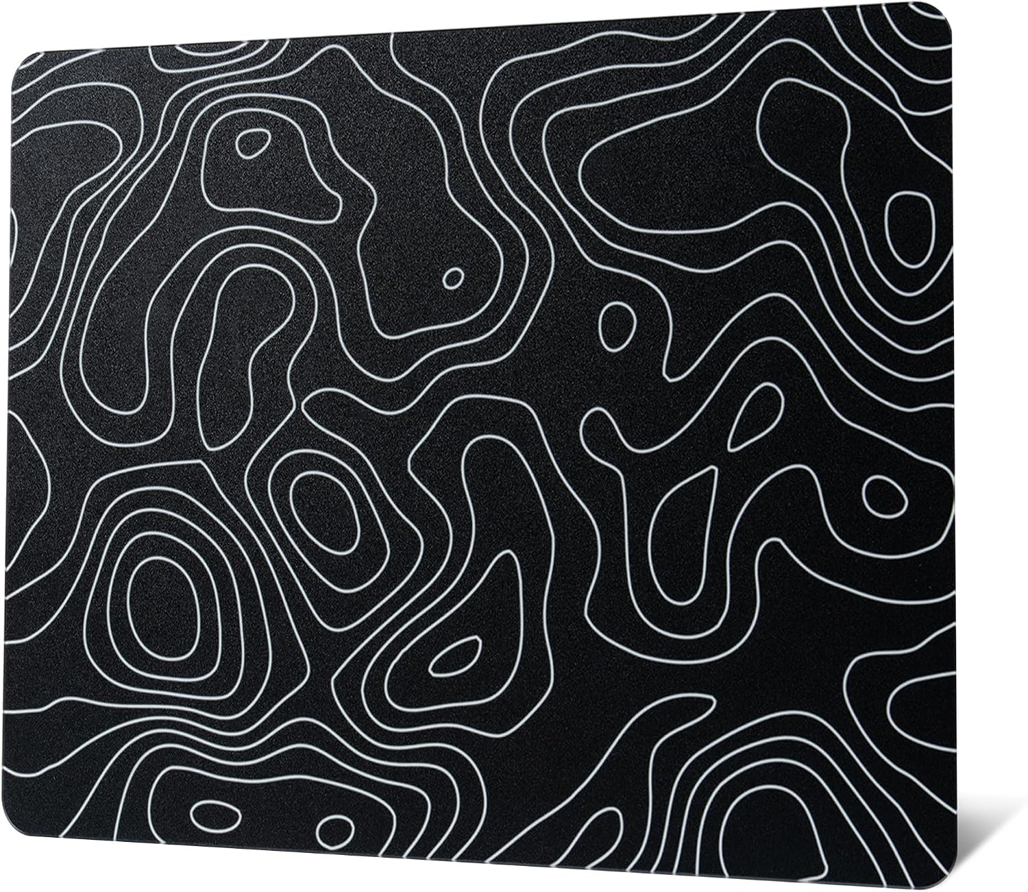 XVX Glass Mouse Pad for Gaming, Black Topographic Hard Gaming Mousepad, Professional Large Mouse Mat 16.2″ x 12.2″, Special Glass Surface with Improved Precision and Speed