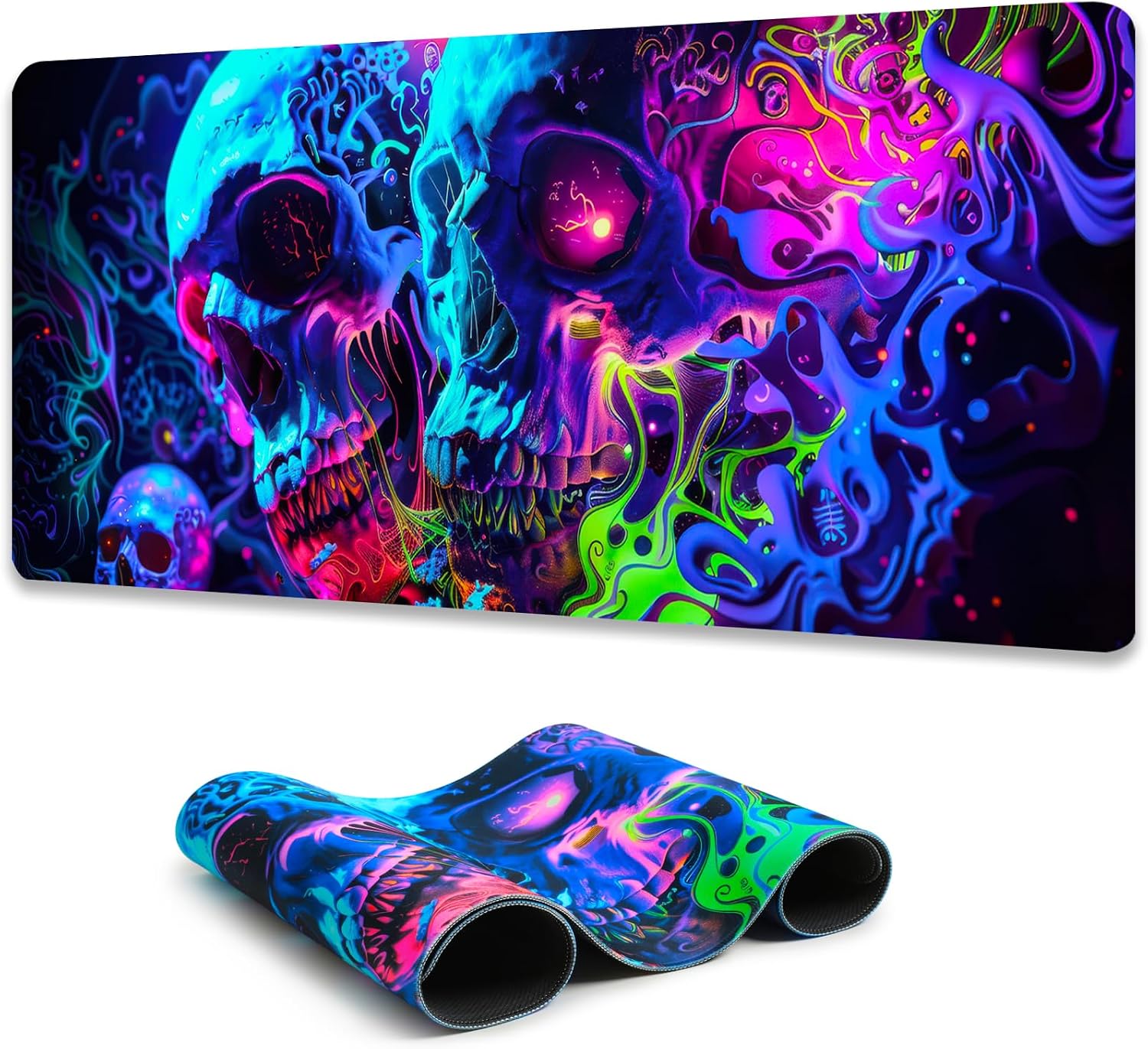 Simpkeely Horror Skull Mouse Pad, Large Waterproof Blacklight Colorful Skeleton Neon Gaming Non-Slip Rubber Base Mousemat, Glow in the Dark Abstract Desk Mat for Office Home – 31.5 x 11.8 inches Simpkeely Horror Skull Mouse Pad, Large Waterproof Blacklight Colorful Skeleton Neon Gaming Non-Slip Rubber Base Mousemat, Glow in the Dark Abstract Desk Mat for Office Home – 31.5 x 11.8 inches