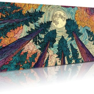 Extended Gaming Mouse Pad, Large Mouse Mat 3 mm Nature Rubber Base Mousepad with Stitched Edges, Non-Slip Desk Mat for Office Home Great Gift 31.5×11.8 Inch (Starry Forest 2)