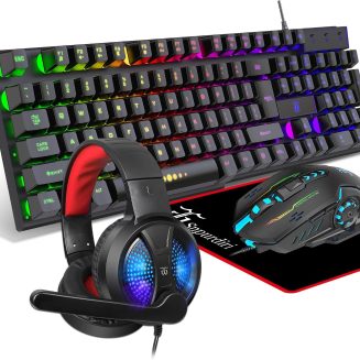 DGG Gaming Keyboard and Mouse, Headphones, Mouse pad Combo for PC Gamers
