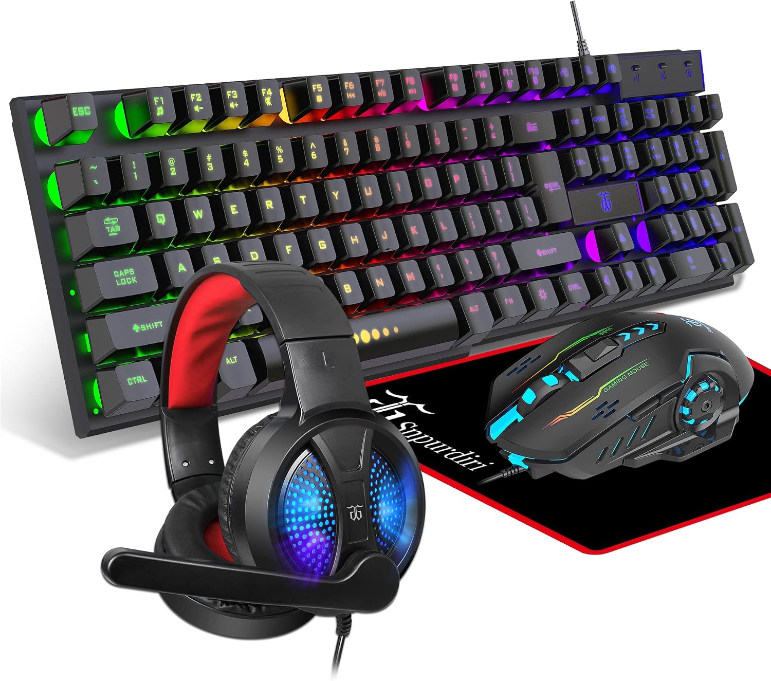 DGG Gaming Keyboard and Mouse, Headphones, Mouse pad Combo for PC Gamers DGG Gaming Keyboard and Mouse, Headphones, Mouse pad Combo for PC Gamers