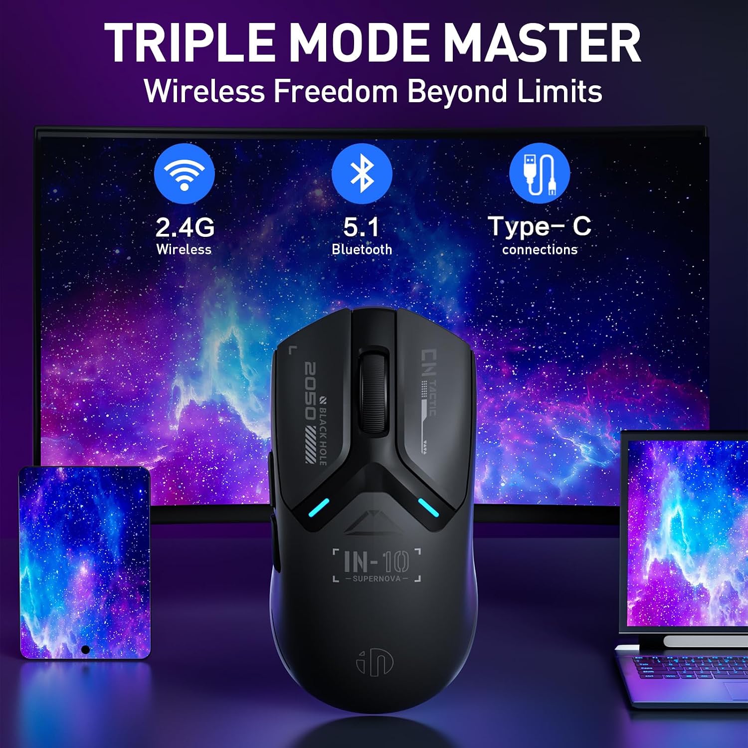 INPHIC IN10P Lightweight Wireless Gaming Mouse, Tri-Mode Wireless Mouse INPHIC IN10P Lightweight Wireless Gaming Mouse, Tri-Mode Wireless Mouse