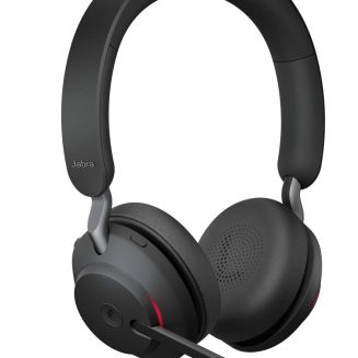 Jabra Evolve2 65 Bluetooth Wireless Headset with Mic for Calls and Music, Dual-Ear Headphones with USB-A Adapter and Charging Stand, Up to 37 Hours Battery, Works with Online Meeting Apps, Black