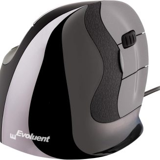 Evoluent – Inventor of The Vertical Mouse – VMDM Ergonomic Vertical Mouse Right Hand Medium Wired USB, Sculpted for Comfort, Reduces Wrist Strain, 4 Speeds, 6 Customizable Buttons in Windows