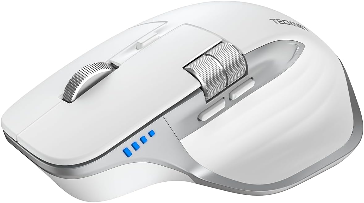 TECKNET Wireless Mouse, Side Scroll Bluetooth Rechargeable, 3-Device