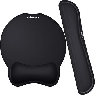 Gimars Upgrade Enlarge Superfine Fibre Soft Smooth Gel Ergonomic Mouse Pad Wrist Support and Keyboard Wrist Rest for Computer, Laptop, Mac, Gaming and Office, Durable, Comfortable and Pain Relief