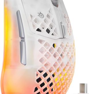 SteelSeries Aerox 3 Wireless Gen 2 – Super-Light 68g Gaming Mouse, 4K Polling, 26K DPI Optical Sensor, 200 Hour Battery, IP54 Water Resistant, 80m Click Durability, RGB, 100% PTFE Feet – Ghost