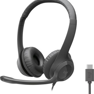 Logitech H391 Wired Headset PC/Laptop Stereo Headphones, USB-C, Graphite