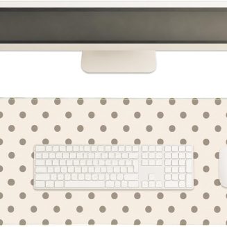Large Gaming Mouse Pad with Stitched Edges (Truffle Dots, L: 31.5×11.8 in)