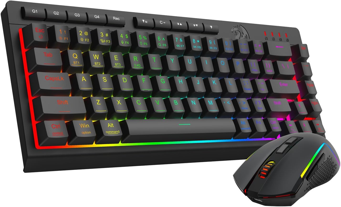 Redragon Wireless Gaming Keyboard and Mouse Combo, 60% Portable, Black Redragon Wireless Gaming Keyboard and Mouse Combo, 60% Portable, Black