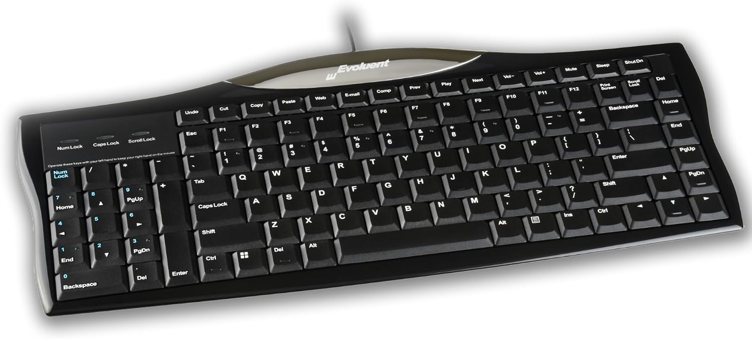 Evoluent R3K Ergonomic Keyboard, Reduced Reach Wired Keyboard, Number Pad Evoluent R3K Ergonomic Keyboard, Reduced Reach Wired Keyboard, Number Pad