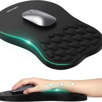 TECKNET Ergonomic Mouse Pad with Wrist Rest,Soft Comfortable Massage Design