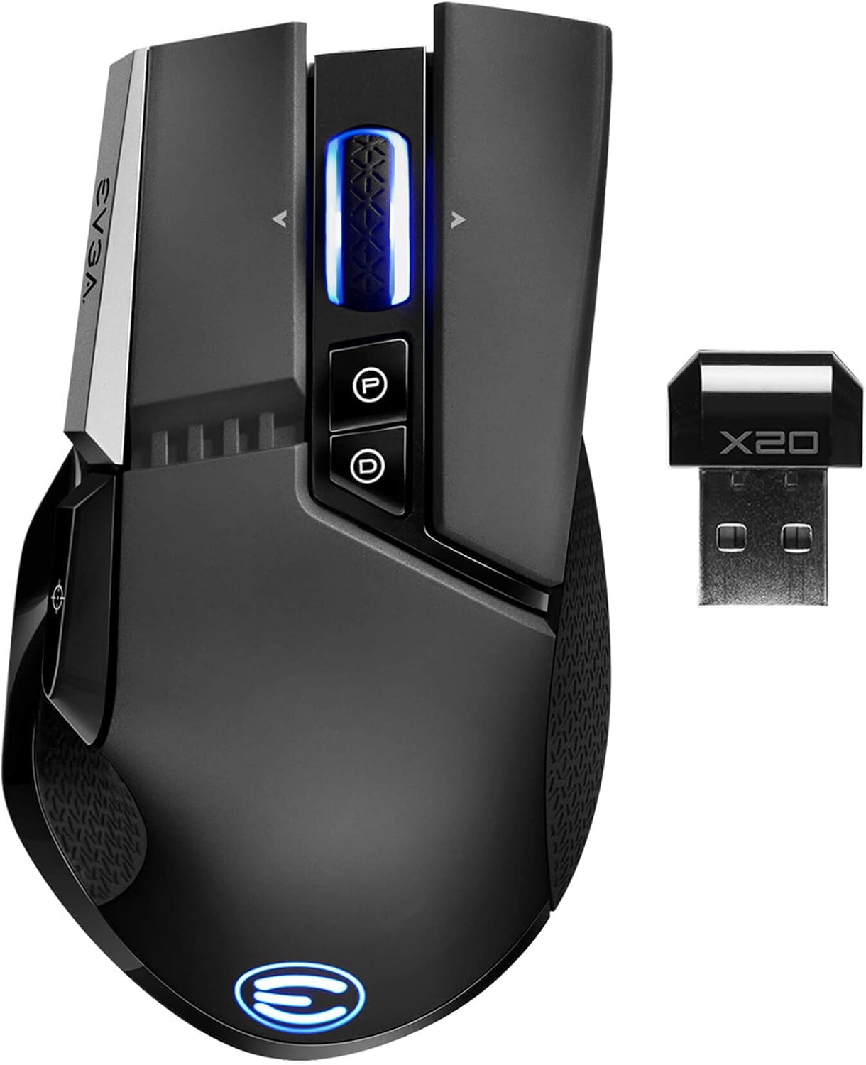 EVGA X20 Wireless Gaming Mouse, Wireless, Black, Customizable, 16,000 DPI, 5 Profiles, 10 Buttons, Ergonomic 903-T1-20BK-KR EVGA X20 Wireless Gaming Mouse, Wireless, Black, Customizable, 16,000 DPI, 5 Profiles, 10 Buttons, Ergonomic 903-T1-20BK-KR