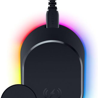 Razer Mouse Dock Pro with Wireless Charging Puck: Magnetic Wireless Charging – Integrated HyperPolling 8K Hz Transceiver – Anti-Slip Base – Chroma RGB Lighting – Black