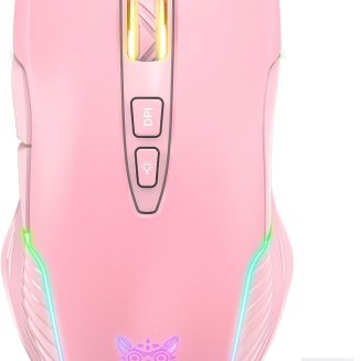 RGB Wireless Gaming Mouse, Pink, Rechargeable, Ergonomic Design, Adjustable DPI, Compatible with Windows, Mac