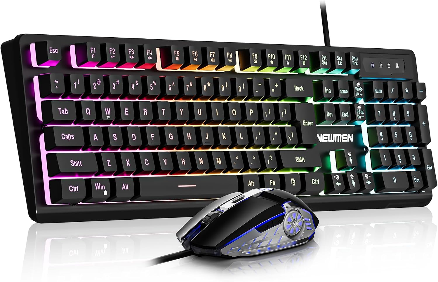 Newmen GM104 Wired Gaming Keyboard and Mouse Combo,Mechanical Feel Keyboard