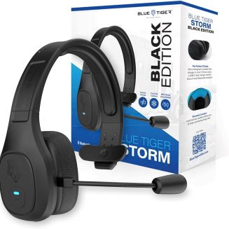 Blue Tiger Storm Trucker Bluetooth Headset with Noise Cancelling Mic, Black