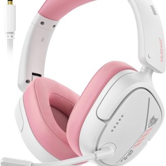NUBWO HG04L Gaming Headset for PS5/PS4, Xbox Series X|S/Xbox One, Switch – 250g Lightweight, Clear Unidirectional Mic, Soft Memory Earmuffs, 3.5mm Jack for Gaming & Work – Pink