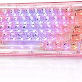 YUNZII X71 68% Wireless RGB Mechanical Keyboard (Pink,Crystal Ice Switch)