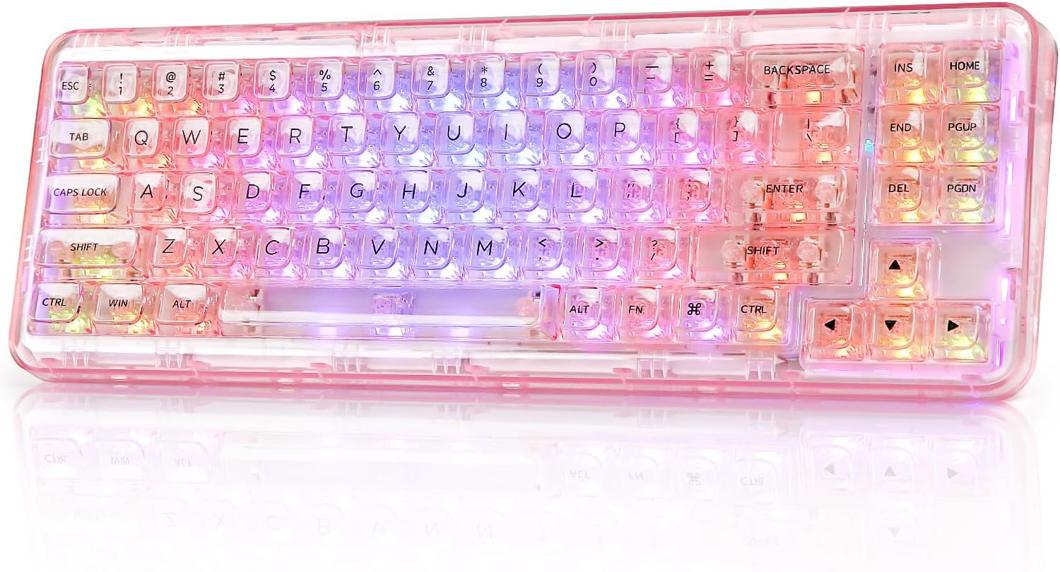 YUNZII X71 68% Wireless RGB Mechanical Keyboard (Pink,Crystal Ice Switch) YUNZII X71 68% Wireless RGB Mechanical Keyboard (Pink,Crystal Ice Switch)