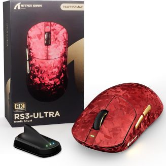 ATTACK SHARK RS3 ULTRA Carbon Fiber Wireless Gaming Mouse, 8K – Red