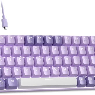 MageGee Portable 60% Mechanical Gaming Keyboard, MK-Box LED White Backlit Compact 68 Keys Mini Wired Office Keyboard with Red Switch for Windows Laptop PC Mac – Violets
