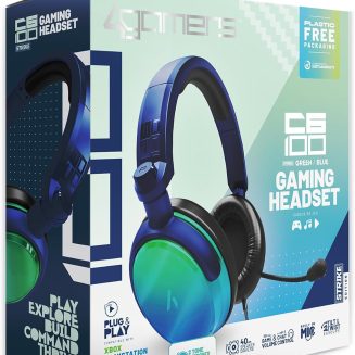 4Gamers C6-100 Strike Gaming Headset Green Blue, Multi-Format Compatible