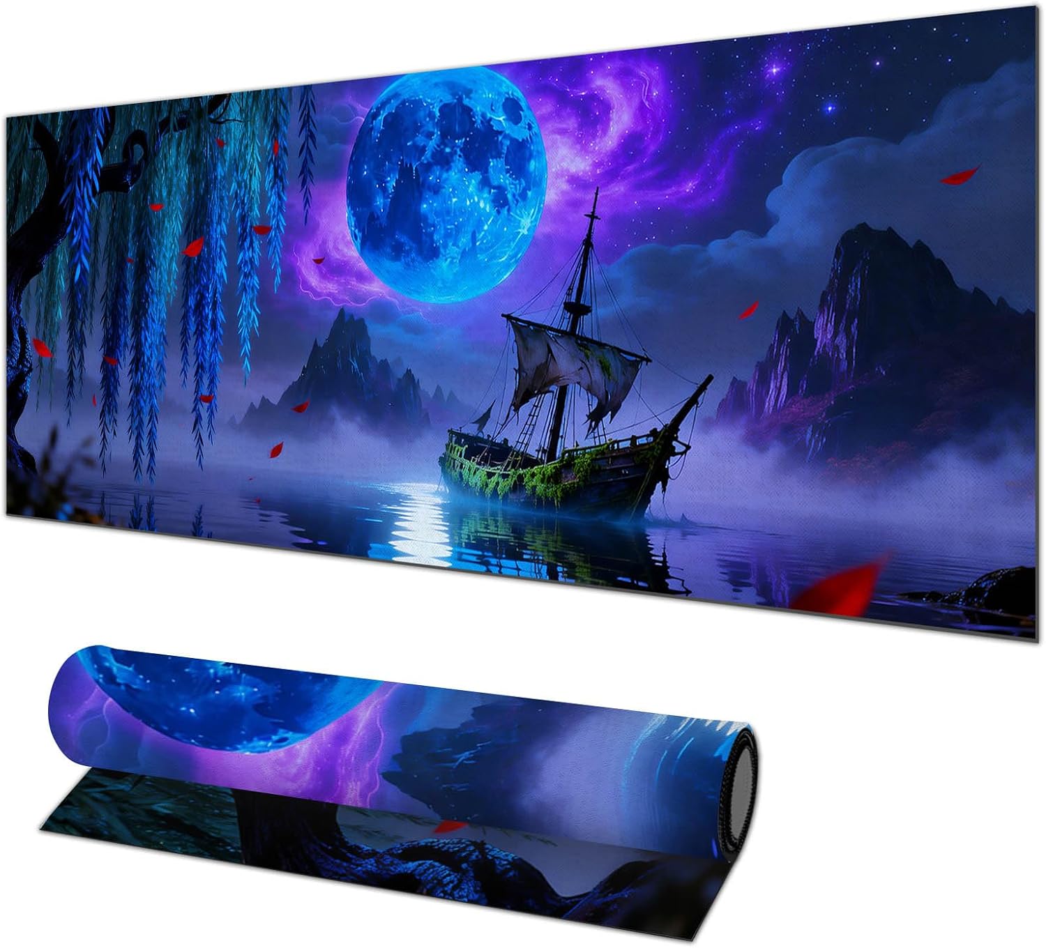 HOMETITUTE Large Mouse Pad 31.5×11.8 Inch Gaming Mousepad Blue Moon Ship Art Non-Slip Keyboard Desktop Protector Mat XL Mouse Pad for Home Office Laptop Wireless Mice Accessories HOMETITUTE Large Mouse Pad 31.5×11.8 Inch Gaming Mousepad Blue Moon Ship Art Non-Slip Keyboard Desktop Protector Mat XL Mouse Pad for Home Office Laptop Wireless Mice Accessories