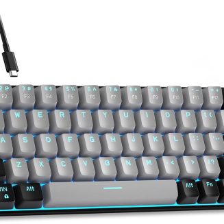 MageGee Portable 60% Mechanical Gaming Keyboard, MK-Box LED Backlit Compact 68 Keys Mini Wired Office Keyboard with Blue Switch for Windows Laptop PC Mac – Grey/Black