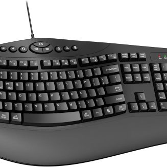 Wired Ergonomic Keyboard, Full-Size USB Computer Keyboard with Wrist Rest