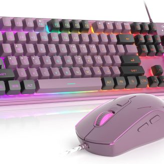 Gaming Keyboard and Mouse Combo, K1 RGB LED Backlit Keyboard with 104 Key Computer PC Gaming Keyboard for PC/Laptop (Blackcurrant)