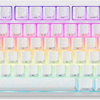 XVX M75 Wireless Gaming Mechanical Keyboard,75% Layout with Knob and IMD Topographic Keycaps,BT5.0/2.4GHz/USB-C,Hot Swappable Creamy Switches, Gasket Structure,RGB Backlit Keyboard for Win/Mac,White