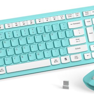 Wireless Keyboard and Mouse Combo Silent for Office and Home(Turquoise-A)