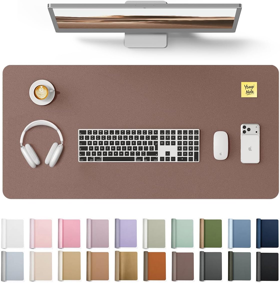 YSAGi Desk Protector&Blotter, Non-Slip Waterproof Leather Mouse Pad