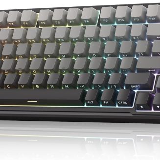 RedThunder K75 Pro Wireless Mechanical Gaming Keyboard, TFT Screen & Knob, 75% Tri-Mode, Pre-Lubed Switches, RGB Backlit, Side Printed PBT Keycaps, Creamy Sound Gasket Computer Keyboard, Gradient Gray