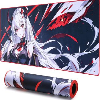 Redragon EISA P047L Anime Gaming Mouse Pad – Smooth Spandex Surface, Anti-Slip Rubber Base, Spill-Resistant, Durable 5mm Thick Design, 35 x 16 inches, Black